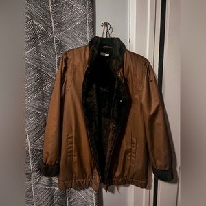 Vintage Brown Faux Fur Jacket (Medium)